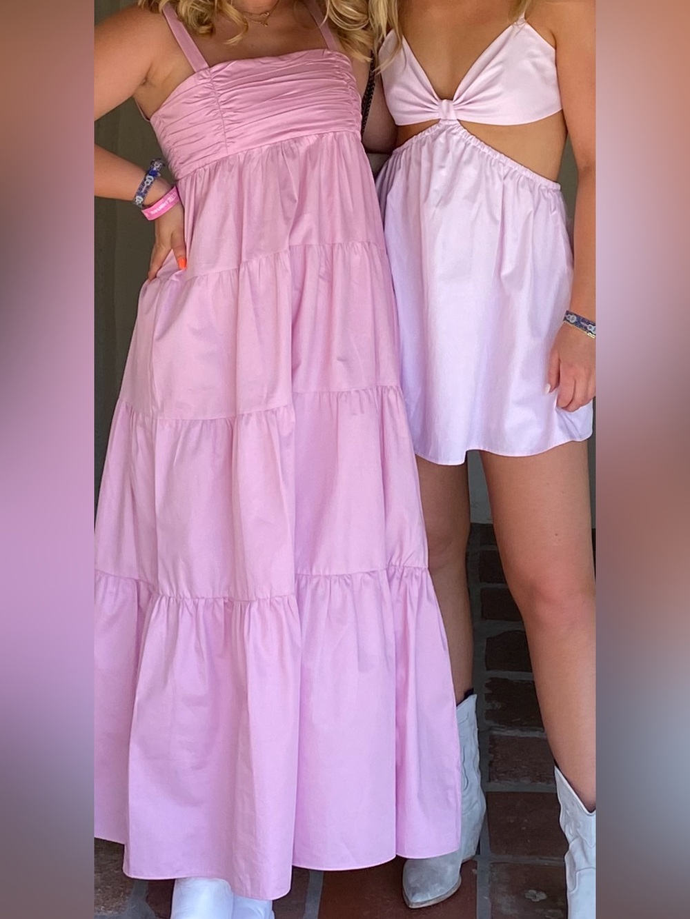 Zara Pink Tiered Maxi Dress
